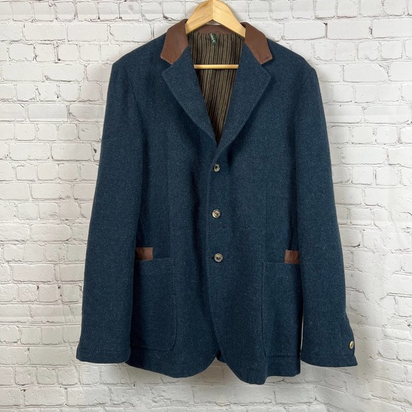 Braddock Time for Peace Vintage Jacket Faux Leather Details Mens 52 - Picture 1 of 12